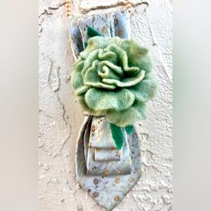 Zegna Silk tie necklace with wool brooch